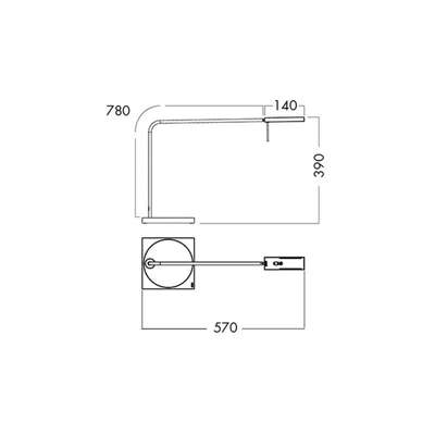 Lampe LUXO Ninety asym. sort m/lang arm u/bordfod