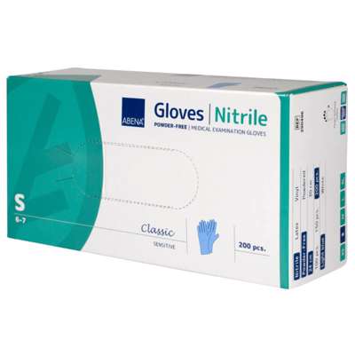 Nitrilhandsker small lyseblå pudderfri 200 stk/pak