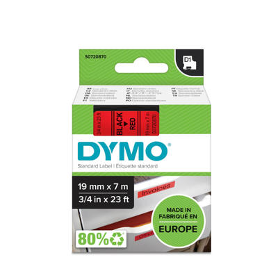 Labeltape DYMO D1 19mm sort på rød