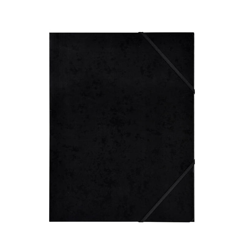 Mappe Q-Line A4 m/elastik karton m/3 klapper sort