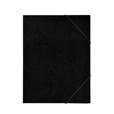 Mappe Q-Line A4 m/elastik karton m/3 klapper sort