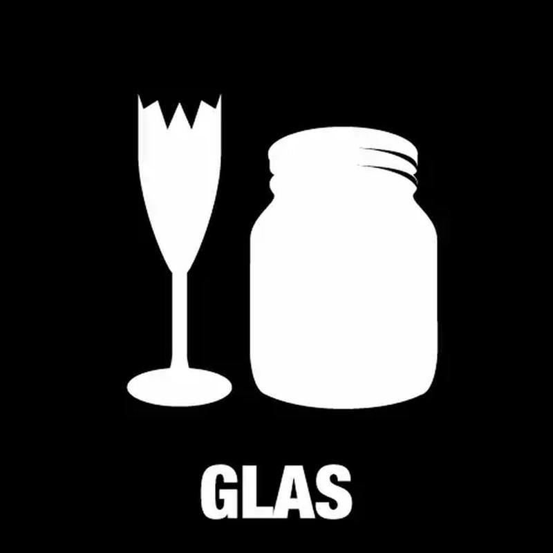 Piktogram affaldssortering Bica glas 15x15cm Hvid/klar