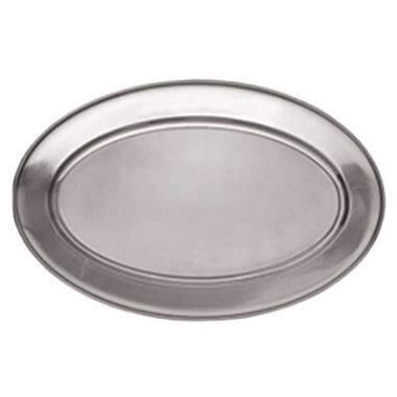 Fad med fane oval 51x35 cm. Rustfrit stål