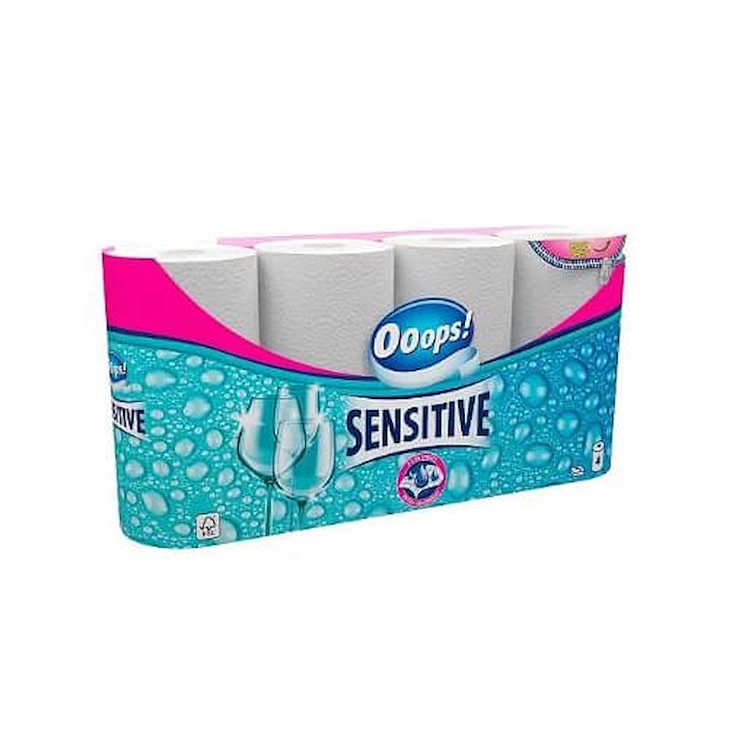 Køkkenrulle Ooops Sensitive 2-lags 10m hvid /48