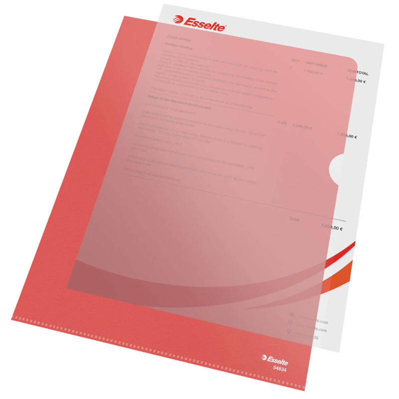 Plastomslag A4 Esselte 0,115mm rød 100stk/pk