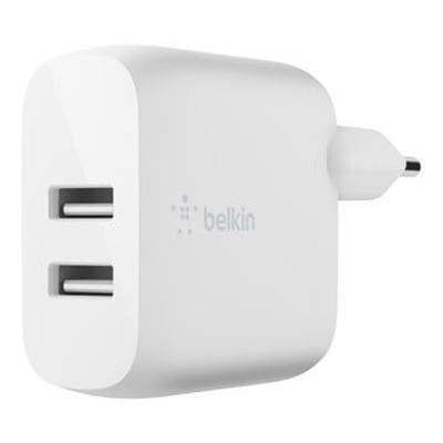 Dual USB-A Wall Charger 24W + Ligthning cable, white