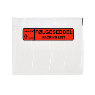 Følgeseddellommer C6 165x122mm m/tryk følgeseddel 1000stk/pk