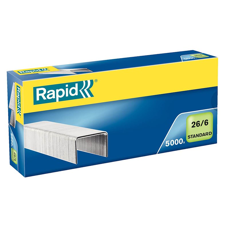 Hæfteklamme Rapid 26/6 galv. Standard 5000stk/pk