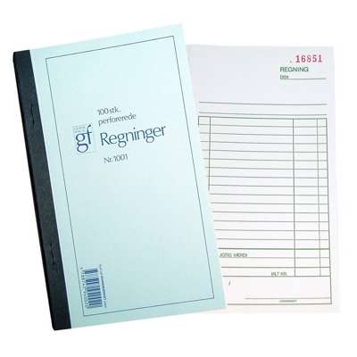 Regningsblok 1001 108x197 mm 100 bl