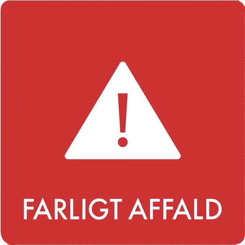 Piktogram affaldssortering Bica 12x12 FARLIGT AFFALD hvidrød
