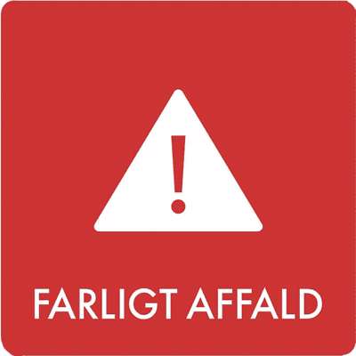 Piktogram affaldssortering Bica 12x12 FARLIGT AFFALD hvidrød
