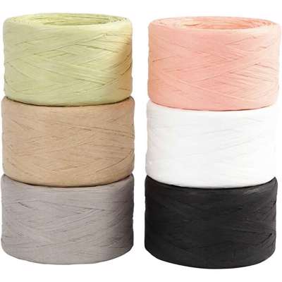 Papirgarn Raffia Creas 7-8mm ass 6x100m