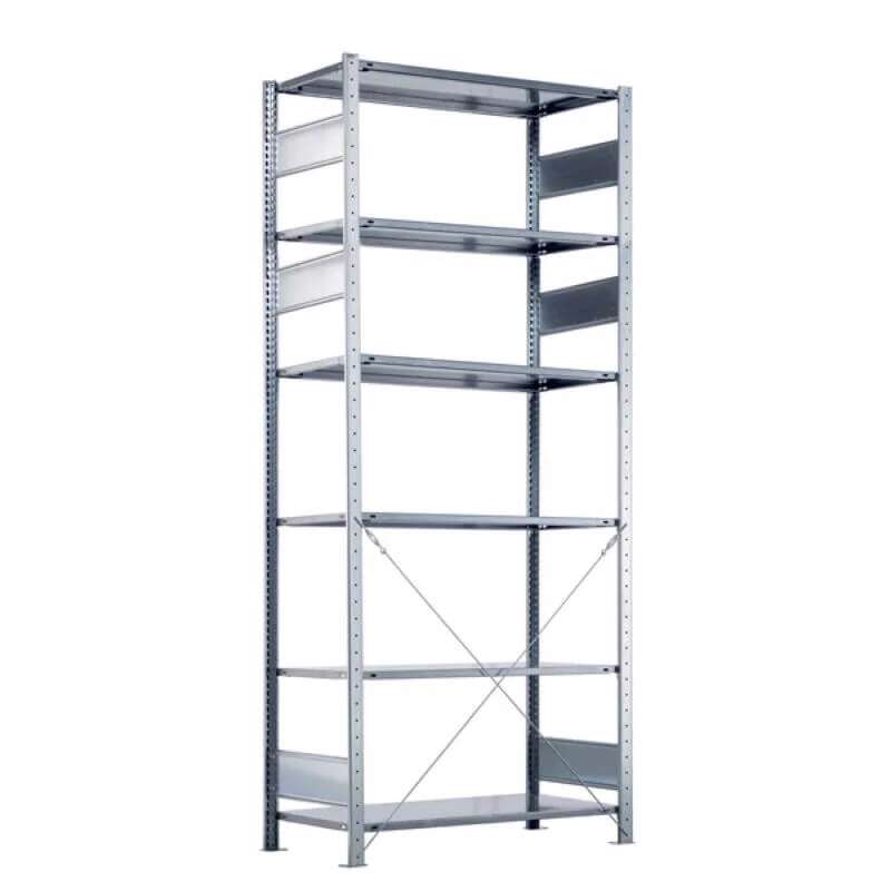 Stålreol Sono startfag 2500x1000x500 mm, m. 6 hylder galv.