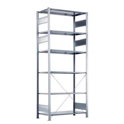 Stålreol Sono startfag 2500x1000x500 mm, m. 6 hylder galv.