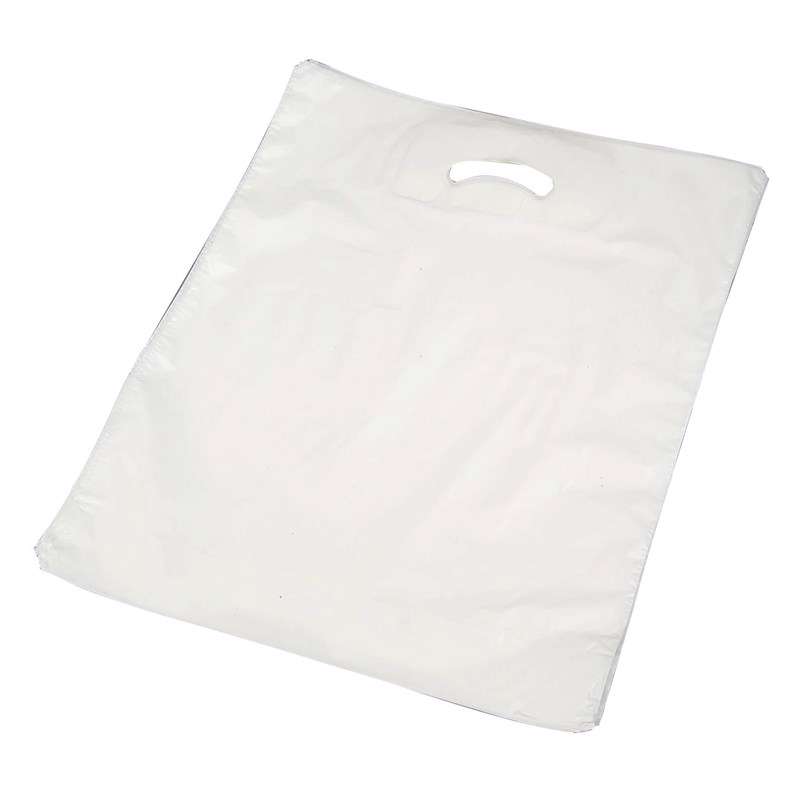 Bærepose plastik LD hvid 45my 400x450/50mm 500stk/ks