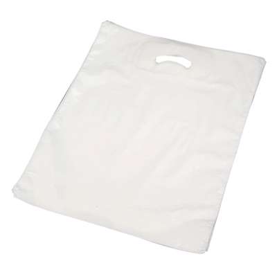 Bærepose plastik LD hvid 45my 400x450/50mm 500stk/ks