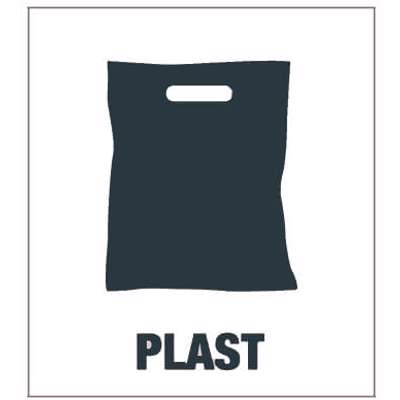 Piktogram affaldssortering Bica PLAST 15x15cm Grå