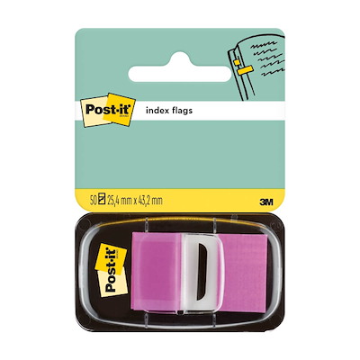 Indexfaner Post-it 680-8 lilla disp. 25x43mm 50bl/stk.