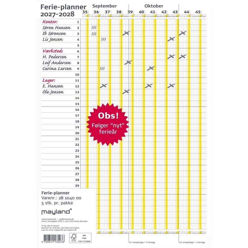 Ferie Planner 2027/2028 Mayland
