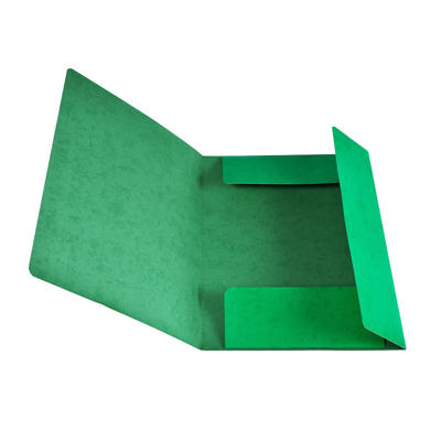 Mappe Q-Line A4 m/elastik karton m/3 klapper grøn