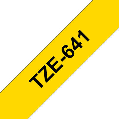 Labeltape Brother TZeS641 18mm sort på gul lamineret