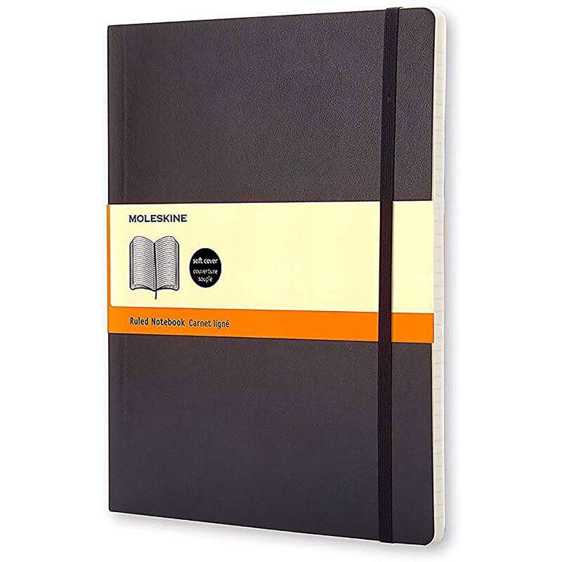 Notesbog Moleskine Classic soft lin. XL 19x25cm sort