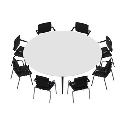 Konferencebord Dencon XL 1902 Ø240 HPL hvid/sort