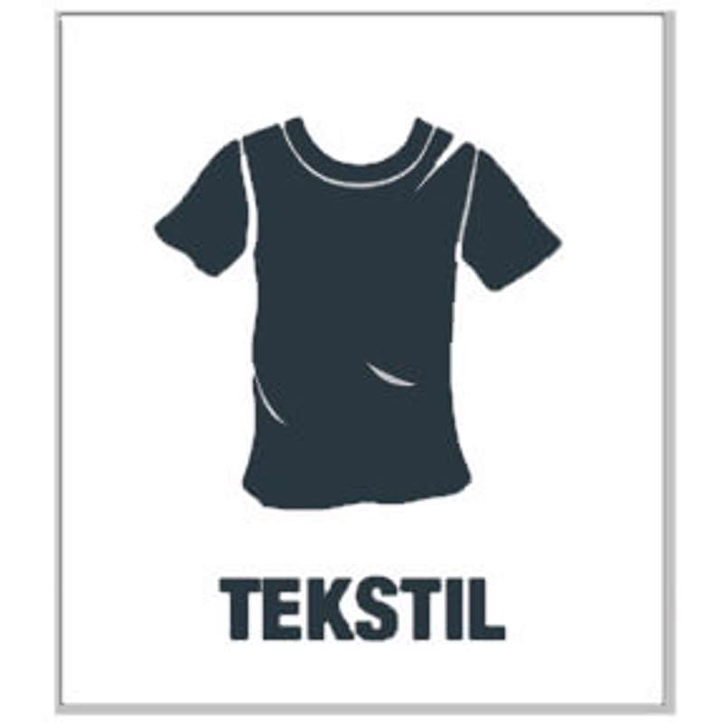 Piktogram affaldssortering Bica 15x15 TEKSTIL grå/hvid