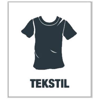 Piktogram affaldssortering Bica 15x15 TEKSTIL grå/hvid