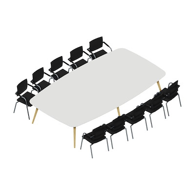 Konferencebord Dencon XL 1903 360x200 HPL hvid/eg