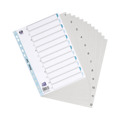 Register Strong-Line A4 1-12 i plast m/forblad hvid