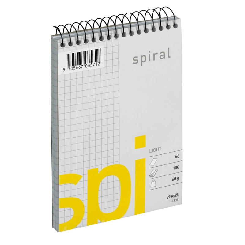 Spiralblok Bantex SPI A6 kvadr. 100 bl
