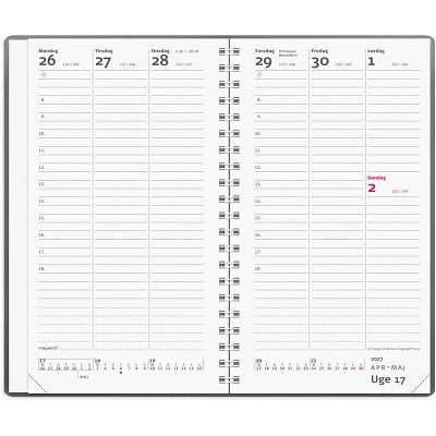 Week Planner 2027 Mayland højformat mørkegrå vinyl