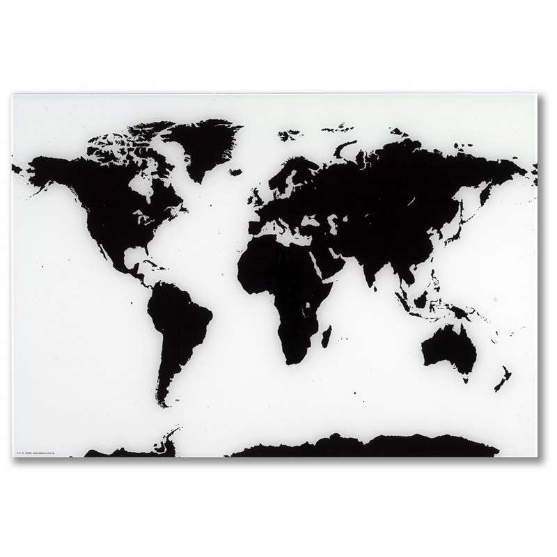 Glastavle Naga verdenskort magnetisk 80x55 cm