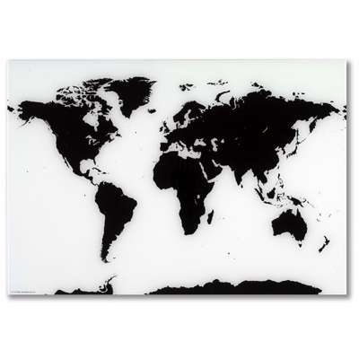 Glastavle Naga verdenskort magnetisk 80x55 cm