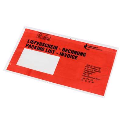 Følgeseddellommer C6 175X131mm rød m/tryk 1000stk/pk