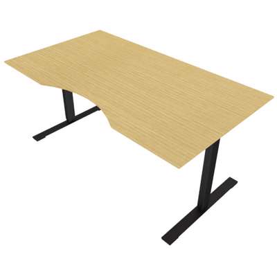 Hæve/sænkebord Dencon 03595/0395 180x90/bue eg finer sort st