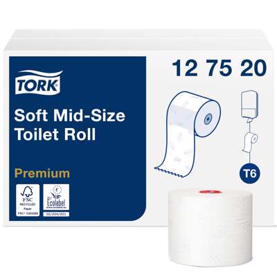 Toiletpapir Tork Mid-Size T6 PremSoft 2-lag 90m 127520 27rl