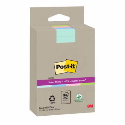 Post-it notes Super Sticky 102x152mm ass. pk.4