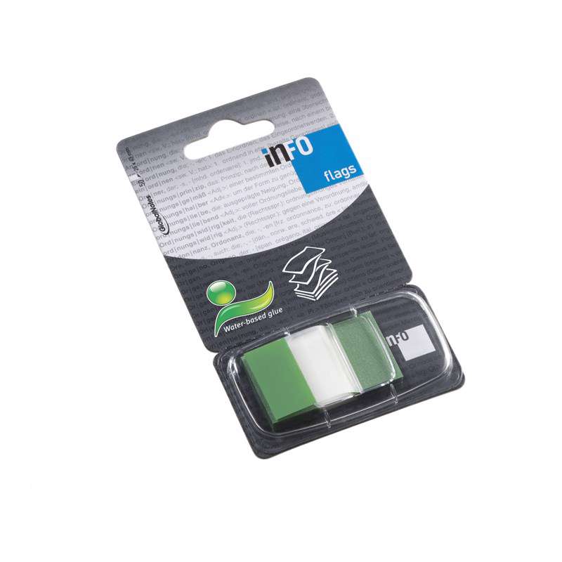 Indexfaner Info grøn 25x43mm 50bl/stk.