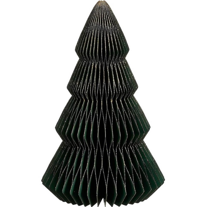 Julepynt dekorationstræ pap 20cm grøn/glimmer /6