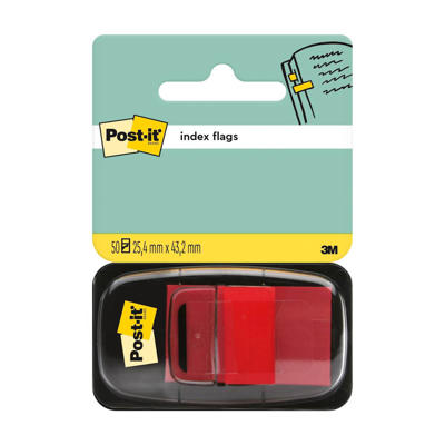 Indexfaner Post-it 680-1 rød 25,4x43,2mm 50bl/stk.
