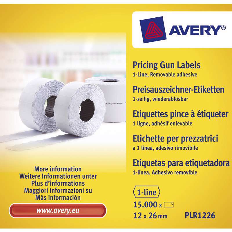 Prisetiketter Avery 26x12mm aftagelig hvid 1 linje pk./10rl