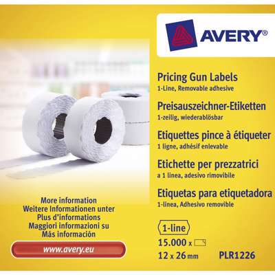 Prisetiketter Avery 26x12mm aftagelig hvid 1 linje pk./10rl