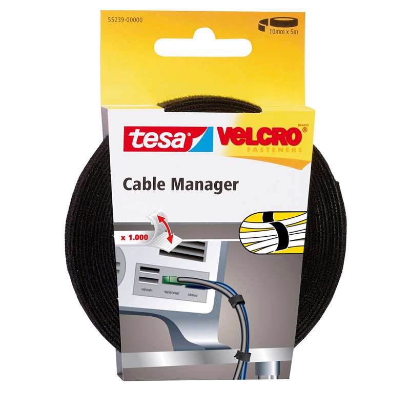 Burretape Tesa Velcro sort 5mx10mm 55239