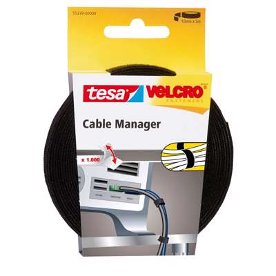 Burretape Tesa Velcro sort 5mx10mm 55239