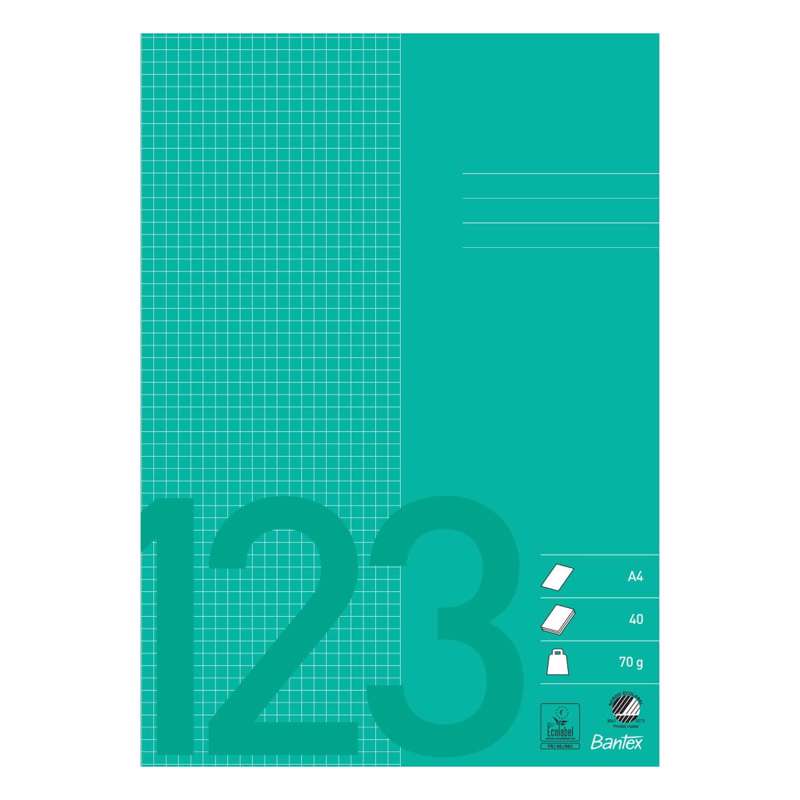 Skolehæfte Bantex A4 kvad 5x5mm 40bl 70g græsgrøn