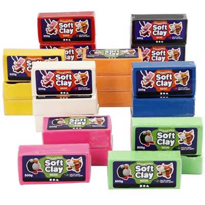 Modellervoks Creas soft clay 13x6x4 ass. farver 24x500g