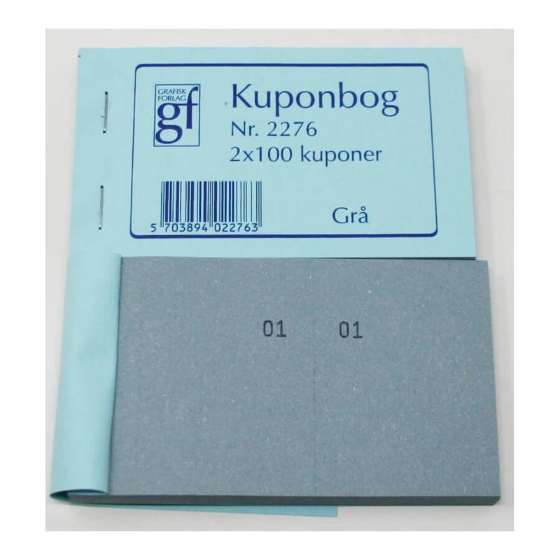 Kuponbog 2276 130x70 mm grå