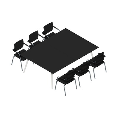 Konferencebord Dencon XL 1915 220x160 HPL sort/hvid